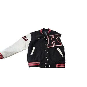 Mary's Clothing Black Varsity Long Sleeves College Bomber Men's Jacket Size S